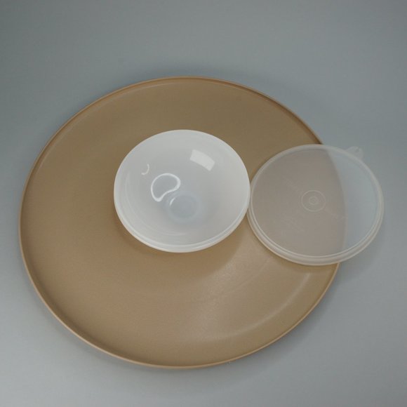 Vintage Tupperware Dip-n-Serve Almond Beige Serving Set - Picture 2 of 8